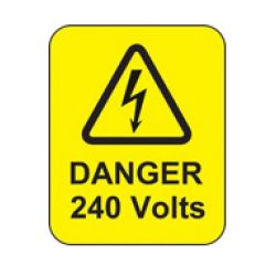 Danger 240 Volts Hazard Warning Label - Roll of 100 - 59768