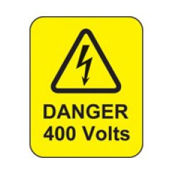 Danger 400 Volts Hazard Warning Label - Roll of 100 - 59788