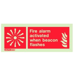 Jalite 6005N Photoluminescent Fire Alarm Activated When Beacon Flashes Sign