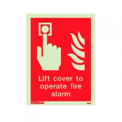 Jalite 6131D Lift Cover To Operate Fire Alarm Sign - 150 x 200mm