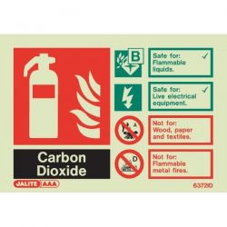 Jalite 6372ID Rigid PVC Photoluminescent Carbon Dioxide Extinguisher ID Sign 150 x 105mm