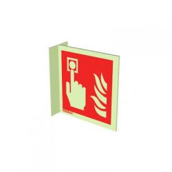Jalite 6421FS15 Wall Mounted Double Sided Fire Alarm Call Point Sign - Photoluminescent - 150 x 150mm