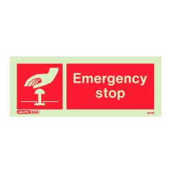 Jalite 6611M Photoluminescent Emergency Stop Sign 80 x 200mm