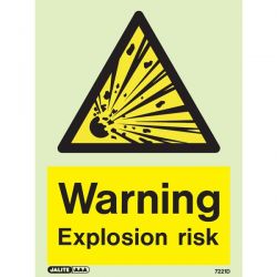 Jalite 7221D Warning Explosion Risk Sign - Photoluminescent (Self-Adhesive Vinyl Version)