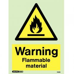 Jalite 7422D Photoluminescent Warning Flammable Material Sign 200 x 150mm
