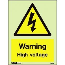 Jalite 7424D Warning High Voltage Sign - Photoluminescent (Rigid PVC Version)