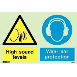 Jalite 7495DD Photoluminescent High Sound Levels Wear Ear Protection Sign 200 x 300mm