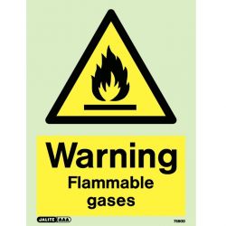 Jalite 7590D Photoluminescent Warning Flammable Gases Sign 200 x 150mm