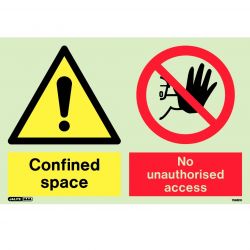Jalite 7598DD Photoluminescent Confined Space No Unauthorised Access Sign 200 x 300mm