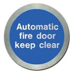 Jalite AL5141O Automatic Fire Door Keep Clear Disc - Aluminium With Self-Adhesive Backing