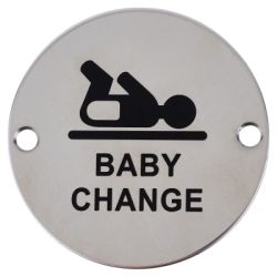 Weldit Baby Change Disc Sign For Door - Satin Stainless Steel
