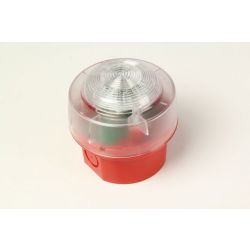 Notifier CWST-RR-W6 EN54-23 Flashing Beacon - Conventional Clear Lens & Red Body - Deep Base - First Fix Option