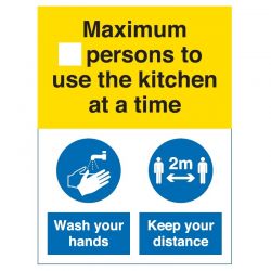Coronavirus Maximum Number Of Persons To Use The Kitchen At A Time Sign - Rigid PVC - COV052R