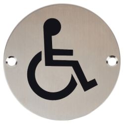 Weldit Disabled Toilet Disc Sign - Satin Stainless Steel