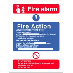 Fire Action Sign With Lift Information 