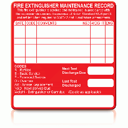 Fire Extinguisher Maintenance Label - Pack of 100