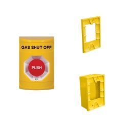 STI Europe Yellow Push Button With Red Turn To Reset Button & GAS SHUT OFF Custom Label