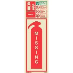 6399H Jalite Rigid PVC Photoluminescent Water Extinguisher Missing ID Sign 390 x 130mm