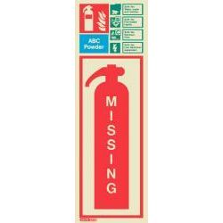 6396H Jalite Rigid PVC Photoluminescent ABC Powder Extinguisher Missing ID Sign 390 x 130mm