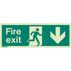 Jalite 437K Down Arrow Photoluminescent Fire Exit Sign (150 x 400mm)