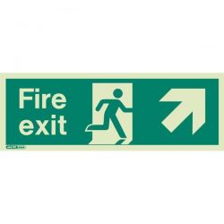 Jalite 438K Up Right Arrow Photoluminescent Fire Exit Sign (150 x 400mm)
