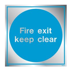 Metal Effect Fire Exit Keep Clear Sign 200 x 200mm - Jalite ME5257ER