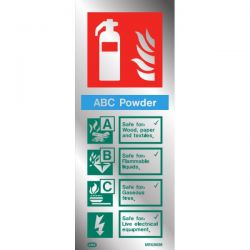 Polished Aluminium Metal Powder Fire Extinguisher ID Sign - Jalite ME6360MR