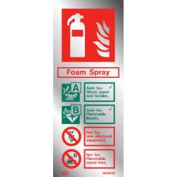 Polished Aluminium Metal Effect  Foam Fire Extinguisher ID Sign - Jalite ME6361MR