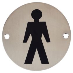 Weldit Mens Toilet Disc Sign - Satin Stainless Steel