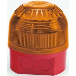 Klaxon PSB-0004 Xenon Beacon With Deep Base - Red Body Amber Lens - 110 / 230V AC Version