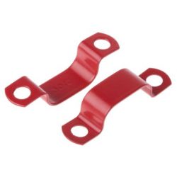 Fire Alarm Cable Saddle Clip - Plastic Coated Metal Single Clip - Red
