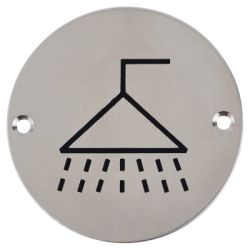 Weldit Shower Disc Sign - Satin Stainless Steel