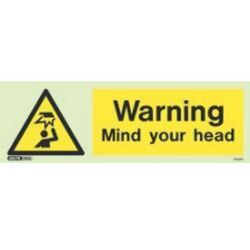 Jalite 7044PT Warning Mind Your Head Sign - Photoluminescent (Rigid PVC Version)
