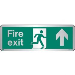 Jalite STB436T Brushed Stainless Steel Fire Exit Sign - Up Arrow 120 x 340mm