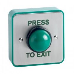 STP-SPB004S(W) Weatherproof Green Dome Momentary Press To Exit Button With Surface Backbox