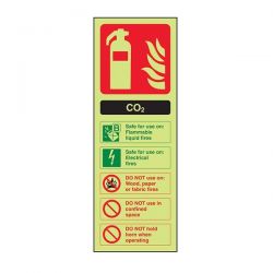 Photoluminescent CO2 Fire Extinguisher ID Sign - Rigid PVC - XY0177-G